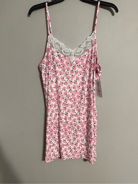 Joyspun Women's Pink Floral Knit Chemise XL